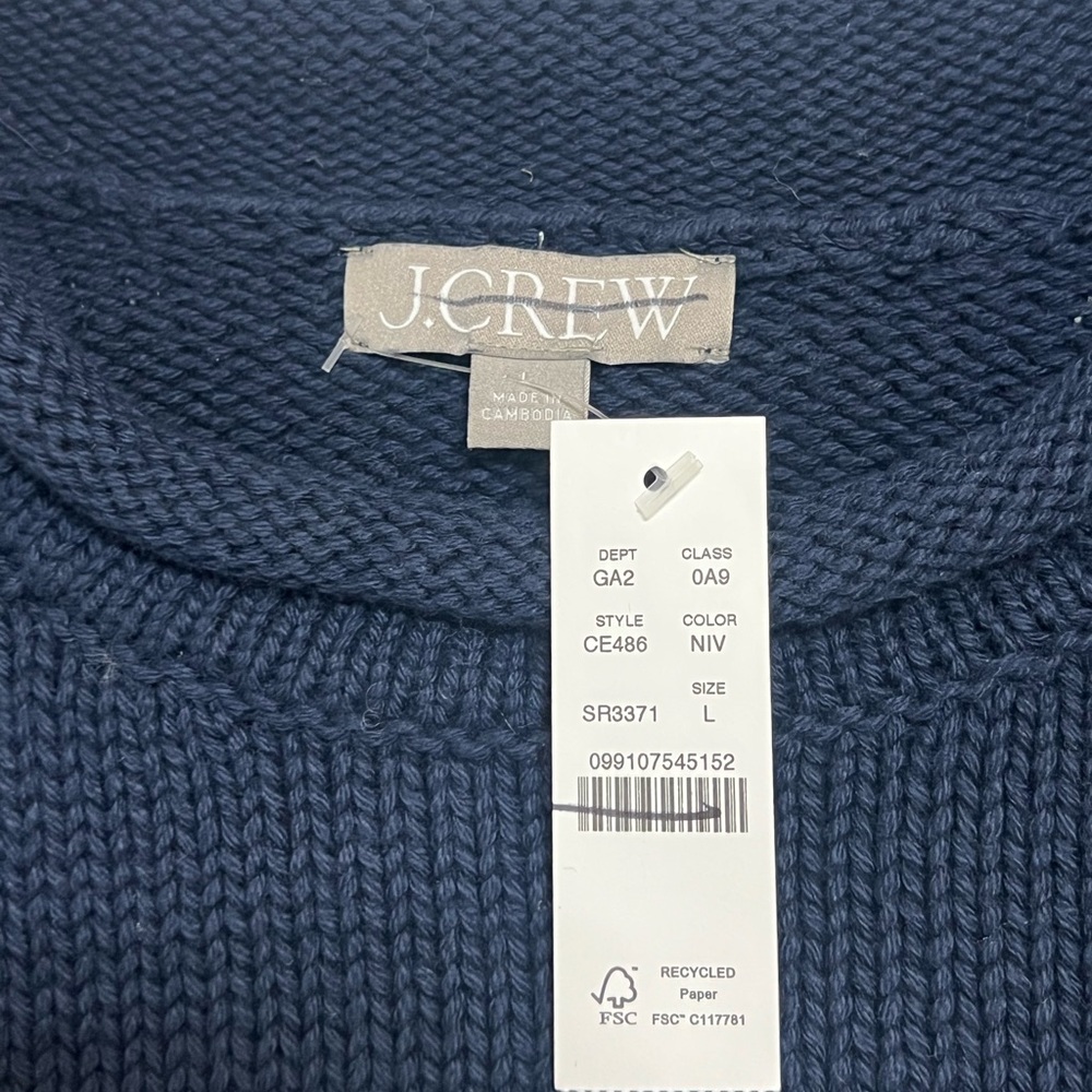 J. Crew Navy and White Striped Crewneck Sweater - Picture 6 of 7